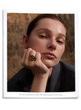18K Gold Plated Stylish Design Stainless Steel Metal Leaf Leaves Open Ring Fashion Jewellery