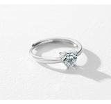 Minimalism Silver Shiny Romantic Heart Clear AAAA Simulated Diamonds Ring - Wedding Statement Fine Jewellery - The Jewellery Supermarket