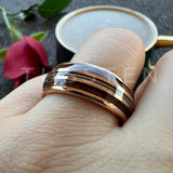 Real Wood Inlay 8MM Rose Gold Colour Guitar String Tungsten Wedding Ring for Men and Women - Fashion Jewellery - The Jewellery Supermarket