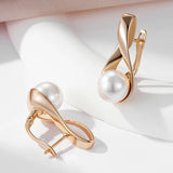 14 Karat Rolled Gold Vintage Elegant Pearl Drop Earrings For Women Bride Wedding Jewellery