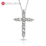 Sparkling 1.1ct 3mmX11 Round Cut D VVS1 Moissanite Diamonds Silver Christian Religious Cross Necklace Fine Jewellery - The Jewellery Supermarket