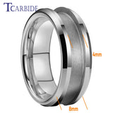 Groove Beveled Polished Finish 4/6/8mm Tungsten Carbide Engagement Rings