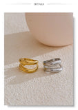 18K Gold Plated Stainless Steel Metal Double Layer Geometric Cast High Quality Ring