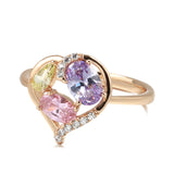 14K Gold Filled Hollow Love Translucent Colored AAA Zircon Crystal Versatile Ring