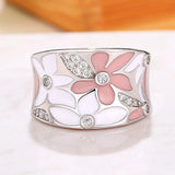 New Aesthetic Luxury Cubic Zirconia Enamel Flower Ring for Women