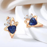 New Delightful 14K Filled Rose Gold Dark Blue AAA Zircon Crystal Drop Earrings For Women - Trendy Jewellery