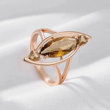 14K Rolled Gold Red Brown AAA Zircon Crystal Rhombus Rings For Women Elegant Jewellery