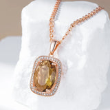 Amazing Rolled 14K Rose Gold Oval Brown AAA Zircon Crystal Necklace - Fashion High Quality  Jewellery