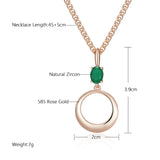 14K Rolled Gold Green AAA Zircon Crystal Circular Round Glossy Luxury Necklace