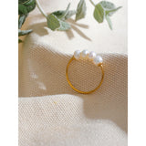 18K Gold Plated Natural Freshwater Pearls Stainless Steel Waterproof Index Finger Ring