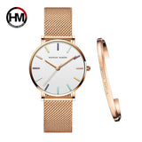Top Brand Elegant Bohemian Style Women Watches  Simple Stainless Steel Mesh Strap Quartz Fashion Bracelet Watches