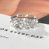 Awesome 4.0 Carat D Colour VVS1 Round Moissanite 3-Stone Ring Fine Jewellery