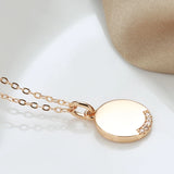 Glossy Coin Shape Simple Fashion 14K Filled Rose Gold AAA Zircon Diamonds Pendant Necklace - Fine Jewellery