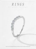 Simple Line Design 925 Sterling Silver Sparkling AAAA Lab Created Diamond Ring