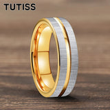 Center Groove Brushed Finish Shiny 6mm Gold Colour Tungsten Wedding Rings for Men Women