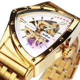 New Premium Men's Luxury Automatic Mechanical Stainless Steel Hollow Triangle Skeleton Dial Casual Mens Watches