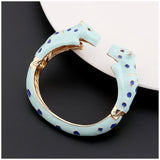 Unique Design Double Leopards Sweet Colorful Cuff Bracelet for Women Girls Gold Plated Fashion Bangle Jewelry Gift