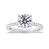 Dazzling VVS1 D Colour 2.00CT Round Moissanite Diamond  14KGP Silver Engagement Ring