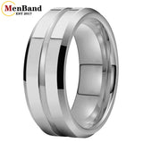 Groove Center Surface and Bevel Polished 6/8mm Tungsten Carbide Men's Women's Rings