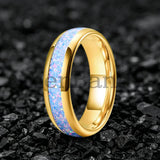Rainbow Fire Opal Inlay 4/6/8mm Tungsten Carbide  Men Women Comfort Fit Rings