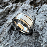 Double Grooved High Polished Shiny 8mm Mens Tungsten Engagement Rings Comfort Fit