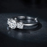 Superb 3 Stone 2/4 Carat VVS1 D Colour Moissanite Diamonds 18KGP Silver Ring