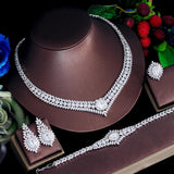 New 4pcs Luxury Shiny Paved Full AAA+ Cubic Zirconia Diamonds Bridal Wedding Evening Jewellery Set for Women - The Jewellery Supermarket