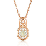 New Filled 14K Rose Gold Flower Design Oval Cut AAA Zircon Emerald Crystal Necklace - Luxury  Jewellery