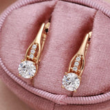 Awesome Filled 14K Rose Gold Personality Hollow Design AAA White Zircon Diamonds Earrings - Party  Jewellery