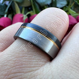 Excellent Offset Grooved Brushed 8MM Tungsten Wedding Rings for Men Women