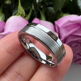 Offset Groove Polished Brushed Finish 6MM 8MM Womens Mens Tungsten Carbide Rings