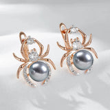 14K Gold Filled Fashion Grey Spider Shape AAA Zircon Diamonds Drop Unique Earrings