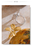 18K Gold Plated Popular Smooth Stainless Steel Flower Adjustable Charm Fashion Ring
