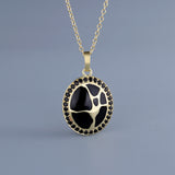 Classic Hand-made Enamel Oriental Sparkling Black Spinel Antique Look Necklace