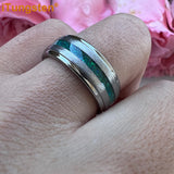New Deer Antler Opal Stepped Special Brushed Finish Tungsten Ring for Men Women