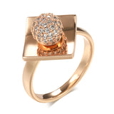 New Filled 14K Rose Gold Unusual Micro Wax Inlay Spherical AAA Zircon Diamonds  Rings For Women - Trendy Jewellery