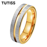 Center Groove Brushed Finish Shiny 6mm Gold Colour Tungsten Wedding Rings for Men Women
