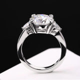 Amazing 3-Stone Round Cut 4.6CT Moissanite Diamond Rings - S925 Silver Wedding Engagement Jewellery With GRA