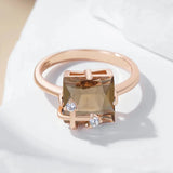 14 Karat Filled Gold Brown AAA Zircon Crystal and Diamonds Unique Jewellery Rings