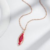 14K Gold Filled Fashion AAA Red or Brown Zircon Crystal Rhombus Pendant And Necklace