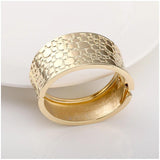 New Gold Colour Embossed Round Shape Wide Statement Bangle Cuff Bracelet for Women - Fashion Jewellery - The Jewellery Supermarket