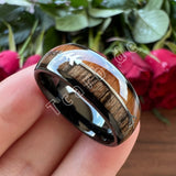 Double Wood And Steel Arrow Inlay 6/8MM Mens Womens Tungsten Carbide Rings