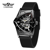 Military Triangle Steel Skeleton Automatic Movement Sports Mechanical Luxury Waterproof Silicone Strap Wristwatches