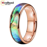 Multicolor Abalone Shell Inlay Domed Polished 4/6/8MM Men Women Tungsten Rings
