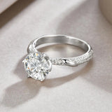 Sparkling 3ct Moissanite 100% Solid Silver 925 18K White Gold Plated Diamond Wedding Rings with Certificate for Women