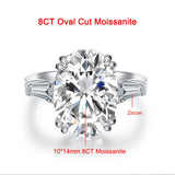 Luxury 3-10 Carat Oval Cut VVS1 D Colour Moissanite Diamond Silver Wedding Ring