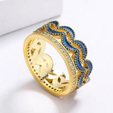 Classic Crown Handmade Enamel Three-layer AAA Zircon Exquisite 18KGP Ring