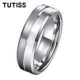 Brushed Polished Design Grooved Beveled Classic 6MM 8MM Tungsten Wedding Rings