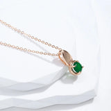 New Arrival Luxury 14K Rolled Rose Gold Round AAA Emerald Zircon Necklace - High Quality Daily Fine Jewellery