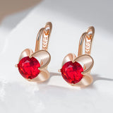 14 Karat Rolled Gold Shiny Red AAA Zircon Crsytals Daily Fine Vintage Earrings for Women